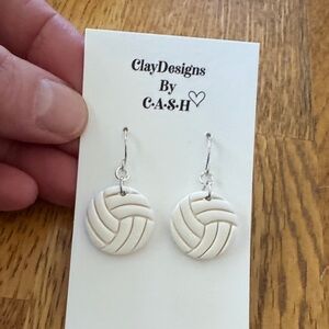 White volleyball Earrings